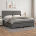 vidaXL, vidaXL Boxspringbett mit Matratze Grau 200x200 cm Kunstleder