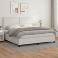 vidaXL, vidaXL Boxspringbett mit Matratze Weiß 200x200 cm Kunstleder