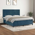 vidaXL, vidaXL Boxspringbett mit Matratze Dunkelblau 160x200 cm Samt