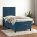 vidaXL, vidaXL Boxspringbett mit Matratze Dunkelblau 90x190 cm Samt
