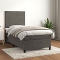 vidaXL, vidaXL Boxspringbett mit Matratze Dunkelgrau 90x190 cm Samt
