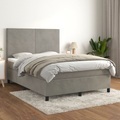 vidaXL, vidaXL Boxspringbett mit Matratze Hellgrau 140x200 cm Samt