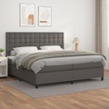 vidaXL, vidaXL Boxspringbett mit Matratze Grau 200x200 cm Kunstleder