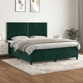 vidaXL, vidaXL Boxspringbett mit Matratze Dunkelgrün 180x200 cm Samt