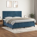 vidaXL, vidaXL Boxspringbett mit Matratze Dunkelblau 200x200 cm Samt