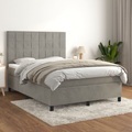 vidaXL, vidaXL Boxspringbett mit Matratze Hellgrau 140x200 cm Samt
