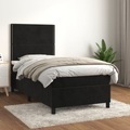 vidaXL, vidaXL Boxspringbett mit Matratze Schwarz 90x190 cm Samt