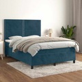 vidaXL, vidaXL Boxspringbett mit Matratze Dunkelblau 140x200 cm Samt
