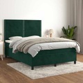 vidaXL, vidaXL Boxspringbett mit Matratze Dunkelgrün 140x200 cm Samt