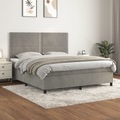 vidaXL, vidaXL Boxspringbett mit Matratze Hellgrau 160x200 cm Samt