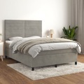vidaXL, vidaXL Boxspringbett mit Matratze Hellgrau 140x200 cm Samt