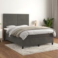 vidaXL, vidaXL Boxspringbett mit Matratze Dunkelgrau 140x200 cm Samt