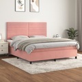 vidaXL, vidaXL Boxspringbett mit Matratze Rosa 180x200 cm Samt
