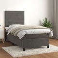 vidaXL, vidaXL Boxspringbett mit Matratze Dunkelgrau 100x200 cm Samt