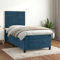 vidaXL, vidaXL Boxspringbett mit Matratze Dunkelblau 100x200 cm Samt
