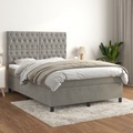 vidaXL, vidaXL Boxspringbett mit Matratze Hellgrau 140x200 cm Samt