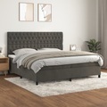 vidaXL, vidaXL Boxspringbett mit Matratze Dunkelgrau 200x200 cm Samt