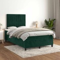 vidaXL, vidaXL Boxspringbett mit Matratze Dunkelgrün 120x200 cm Samt