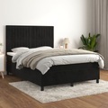 vidaXL, vidaXL Boxspringbett mit Matratze Schwarz 140x200 cm Samt