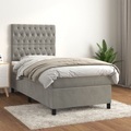vidaXL, vidaXL Boxspringbett mit Matratze Hellgrau 90x190 cm Samt