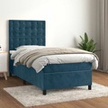 vidaXL, vidaXL Boxspringbett mit Matratze Dunkelblau 100x200 cm Samt