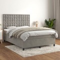 vidaXL, vidaXL Boxspringbett mit Matratze Hellgrau 140x200 cm Samt