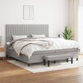 vidaXL, vidaXL Boxspringbett mit Matratze Hellgrau 200x200 cm Stoff