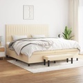 vidaXL, vidaXL Boxspringbett mit Matratze Creme 200x200 cm Stoff