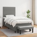 vidaXL, vidaXL Boxspringbett mit Matratze Dunkelgrau 90x190 cm Stoff