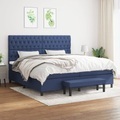 vidaXL, vidaXL Boxspringbett mit Matratze Blau 200x200 cm Stoff