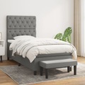 vidaXL, vidaXL Boxspringbett mit Matratze Dunkelgrau 80x200 cm Stoff