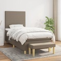 vidaXL, vidaXL Boxspringbett mit Matratze Taupe 90x200 cm Stoff