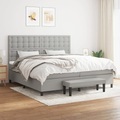 vidaXL, vidaXL Boxspringbett mit Matratze Hellgrau 200x200 cm Stoff