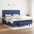 vidaXL, vidaXL Boxspringbett mit Matratze Blau 200x200 cm Stoff