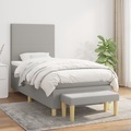 vidaXL, vidaXL Boxspringbett mit Matratze Hellgrau 100x200 cm Stoff