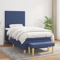 vidaXL, vidaXL Boxspringbett mit Matratze Blau 90x200 cm Stoff