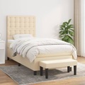 vidaXL, vidaXL Boxspringbett mit Matratze Creme 100x200 cm Stoff