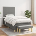 vidaXL, vidaXL Boxspringbett mit Matratze Dunkelgrau 100x200 cm Stoff