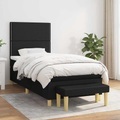 vidaXL, vidaXL Boxspringbett mit Matratze Schwarz 100x200 cm Stoff