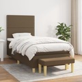 vidaXL, vidaXL Boxspringbett mit Matratze Dunkelbraun 100x200 cm Stoff