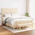 vidaXL, vidaXL Boxspringbett mit Matratze Creme 140x200 cm Stoff