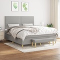 vidaXL, vidaXL Boxspringbett mit Matratze Hellgrau 160x200 cm Stoff