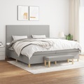vidaXL, vidaXL Boxspringbett mit Matratze Hellgrau 200x200 cm Stoff