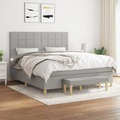 vidaXL, vidaXL Boxspringbett mit Matratze Hellgrau 160x200 cm Stoff
