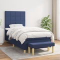 vidaXL, vidaXL Boxspringbett mit Matratze Blau 90x200 cm Stoff