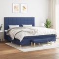 vidaXL, vidaXL Boxspringbett mit Matratze Blau 200x200 cm Stoff