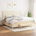 vidaXL, vidaXL Boxspringbett mit Matratze Creme 200x200 cm Stoff