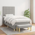 vidaXL, vidaXL Boxspringbett mit Matratze Hellgrau 80x200 cm Stoff