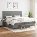 vidaXL, vidaXL Boxspringbett mit Matratze Dunkelgrau 200x200 cm Stoff