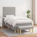 vidaXL, vidaXL Boxspringbett mit Matratze Hellgrau 90x200 cm Stoff